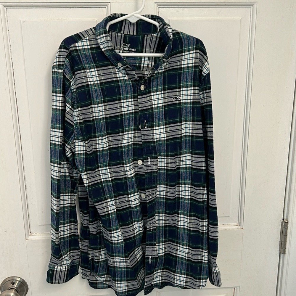 Boys medium VV plaid flannel button down